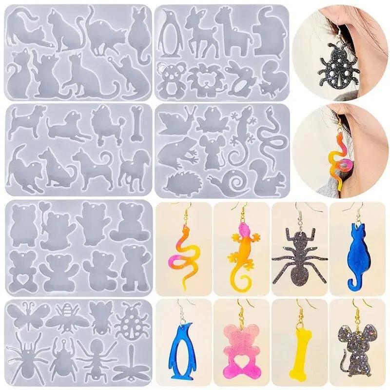 Animal Earring Mold Keychain Spider Gecko Silicone Mold DIY Epoxy Resin Molds Pendant Jewelry Making Animal Decoration Crafts