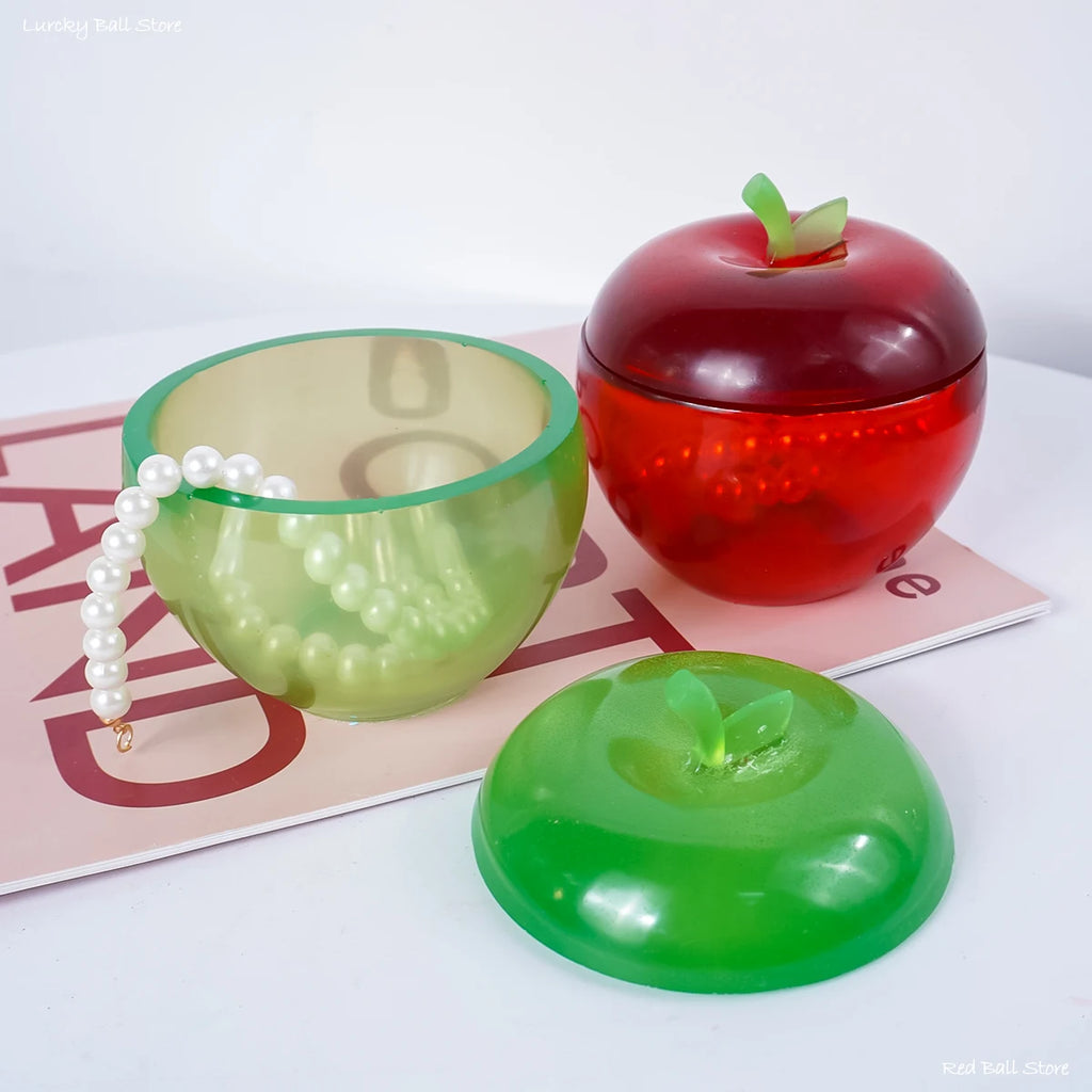 Apple Silicone Mold Jewelry Bowl Epoxy Resin Strawberry Storage Box DIY Aromatherapy Gypsum Candle Jar Mould Home Decor Crafts