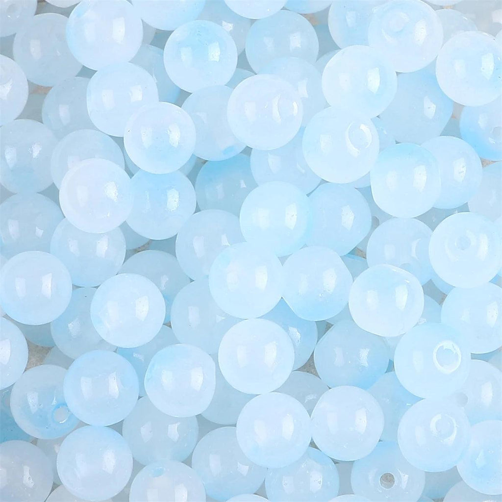 50pcs 8mm Glass Imitation Jade Bead Gradient Double Color Round Bead Handmade DIY Bracelet Necklace Jewelry Making Loose Bead Ma
