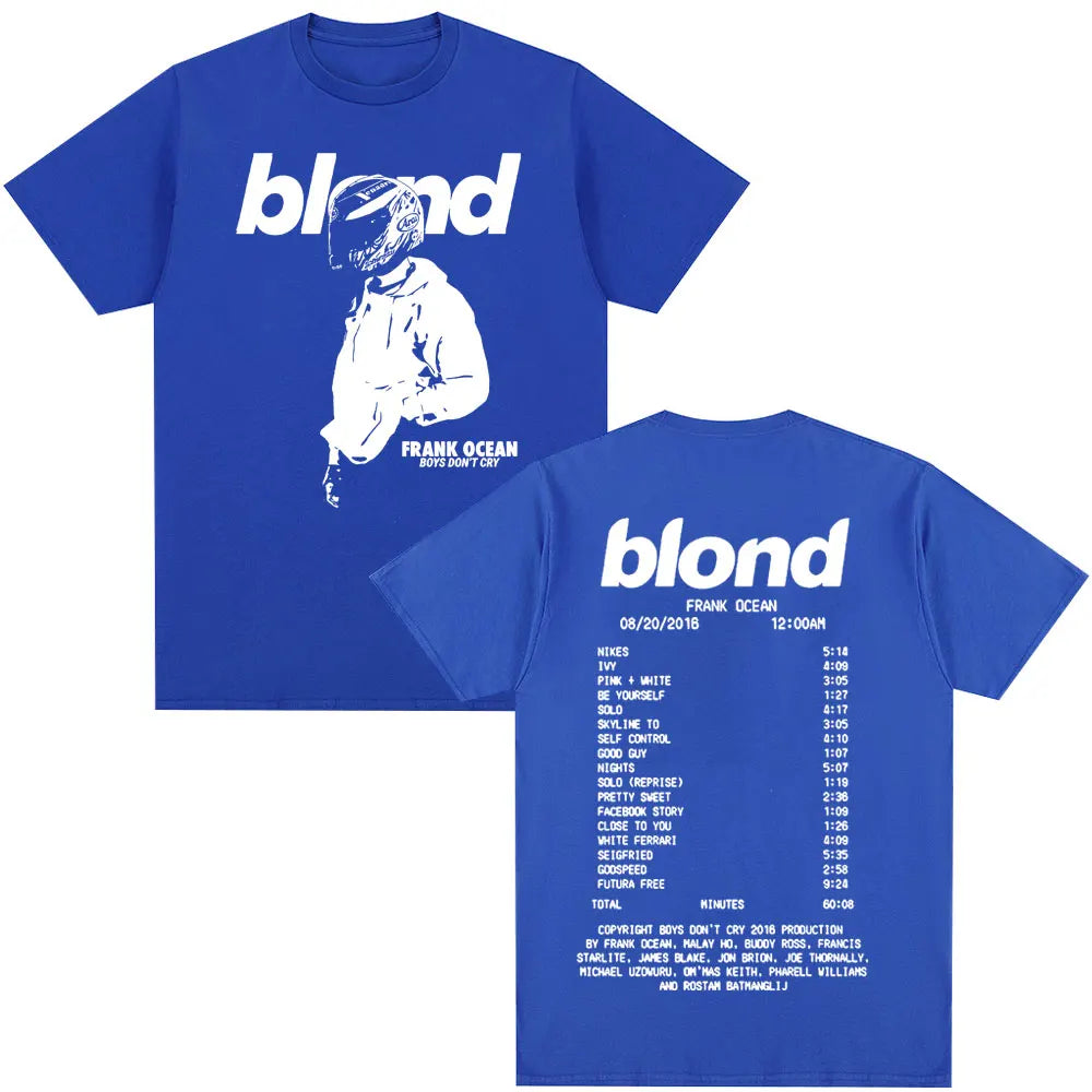 Rapper Frank Retro Graphic T Shirt for Men and Women Oversized Cotton Hip Hop Ocean Blond Album Fashion Tee