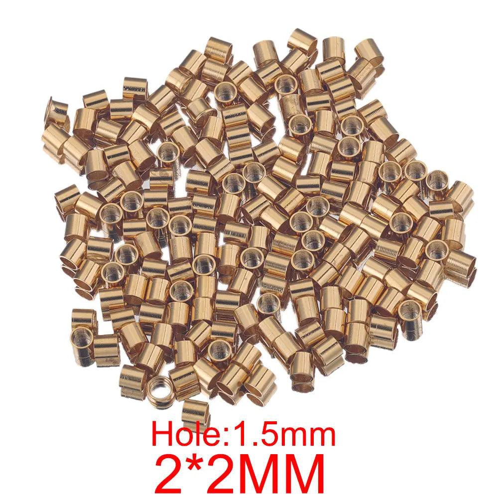 100-200pcs Stainless Steel Tube Crimp Beads Tiny Stopper Spacer Bead Cord End Caps for DIY Jewelry Craft Making Supplies