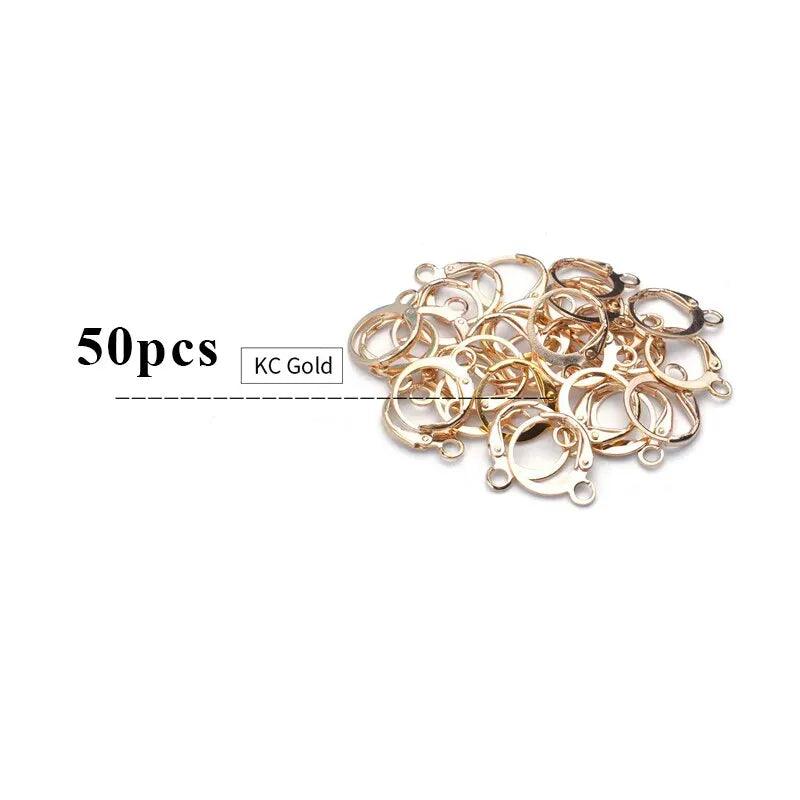 50pcs Hypoallergenic Earring Hooks Brass Lever Back Earring Round Hook Ear Wire with Open Loop for Earring Design Jewelry Making