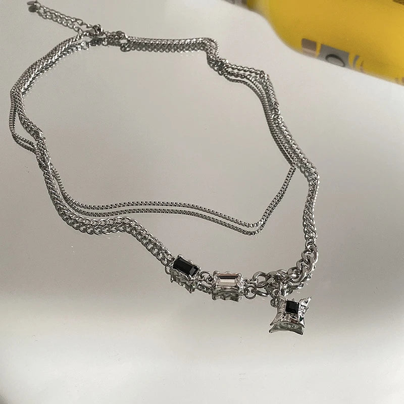 Kpop Cross Star Beaded Necklace for Men Unisex Hiphop Imitation Pearl Star Pendant Necklaces Women Y2K Punk Tassel Necklace