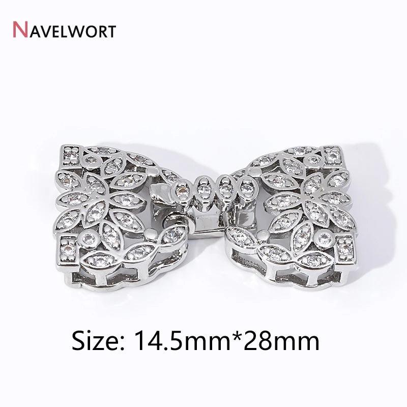 18K Gold Plated Jewelry Connector,Clasps For Bracelet,Inlaid Zircon Connector Fasteners Closure Lock Clasps,Supplies For Jewelry