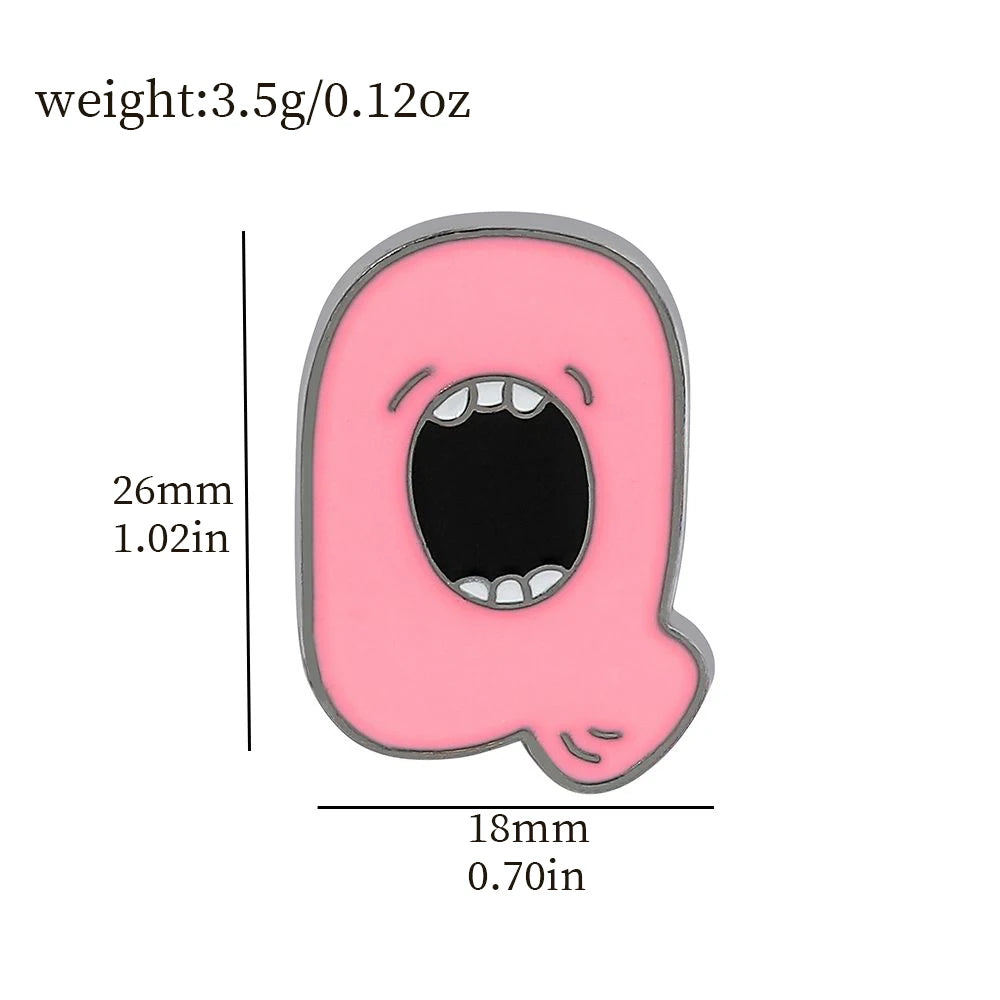 Cartoon 26 English Alphabet Shape Brooch Cute Metal Enamel Badge Clothing Backpack Lapel Pin Jewelry Accessories Gift