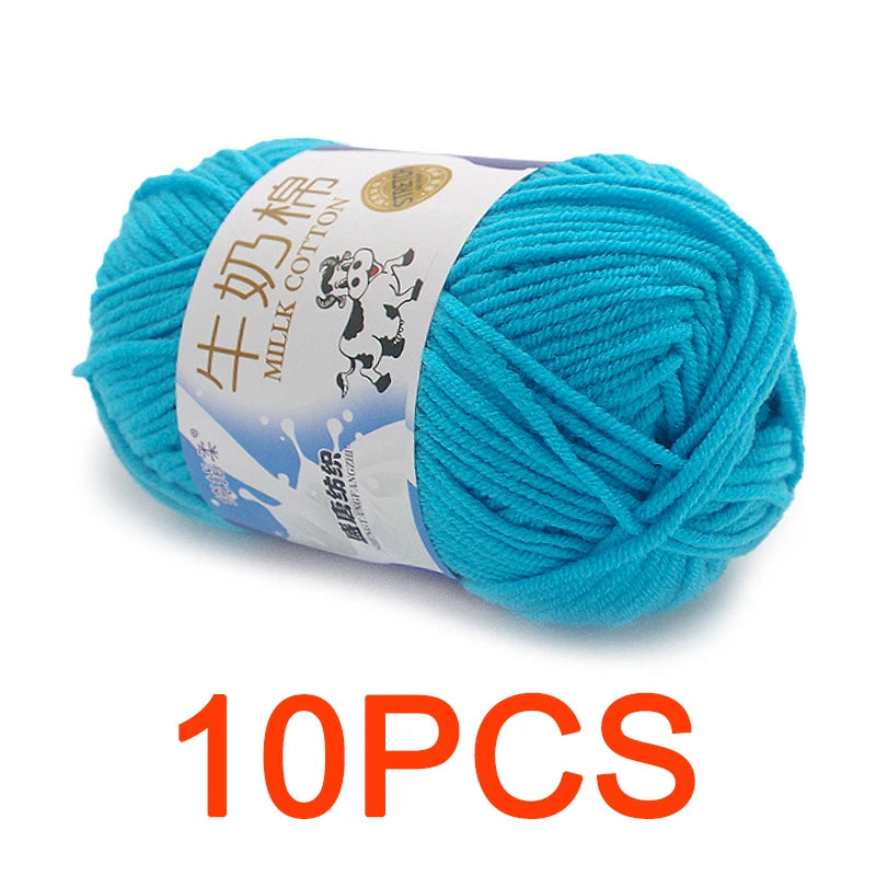 10 Pieces Milk Cotton Knitting Yarn Soft Warm Yarn for Hand Knitting and Crochet Projects
