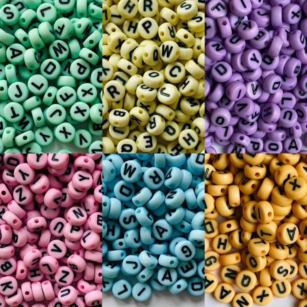 100/200/300/500pcs Acrylic Round Letter Beads Flat Loose Spacer Colorful Alphabet Beads For Jewelry Making DIY Necklace Bracelet