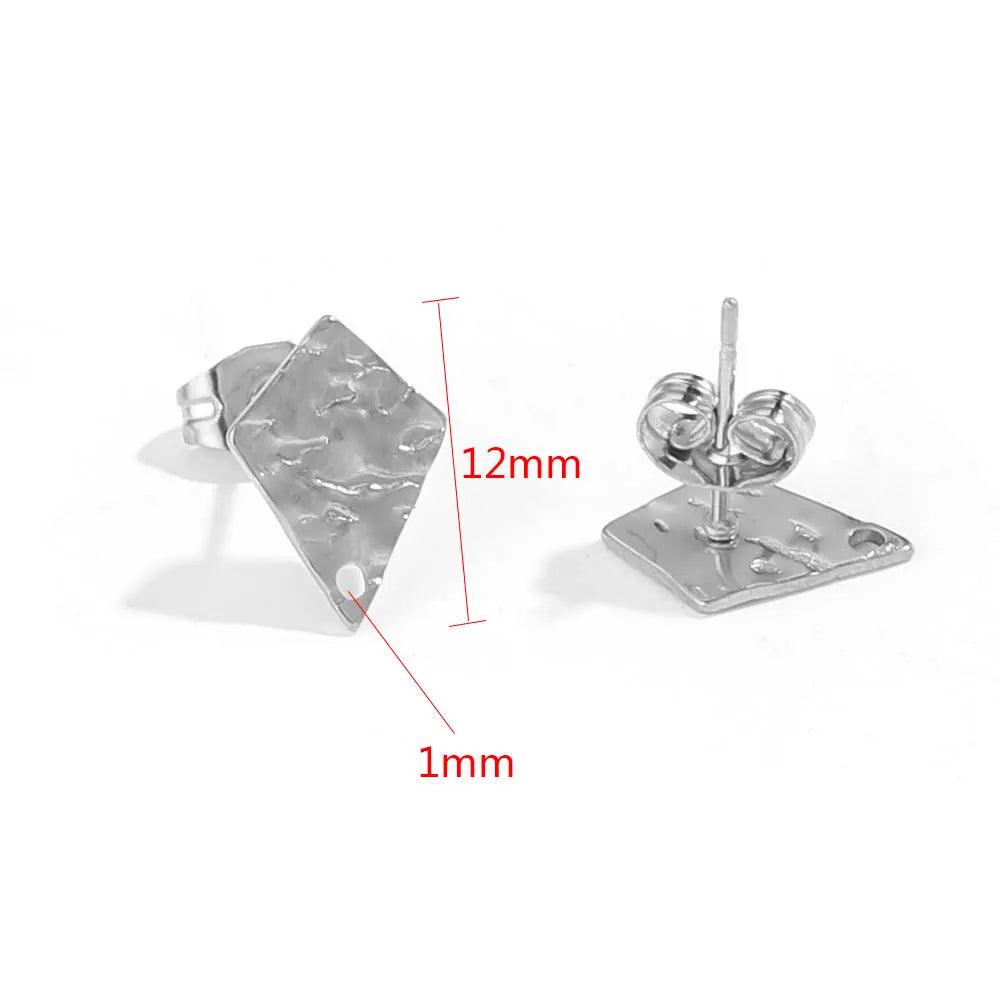 10pcs Stainless Steel Earring Posts with Loop Hole Star Moon Pattern Ear Studs Base for DIY Earring Jewelry Making Supplies