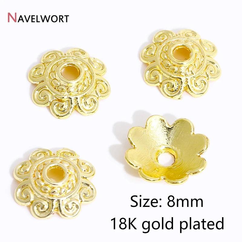 14K/18K Gold Plated Brass Bead Caps,Caps For Beads,Flower Bead Caps For Jewelry Making,Caps For Bracelet,Accessories For Jewelry