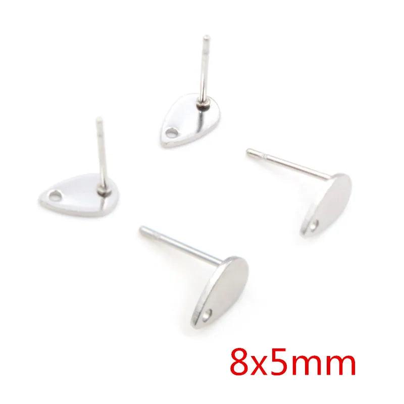 20pcs 316 Stainless Steel Geometric Polygonal Earring Stud Hooks Posts Connector For DIY Jewelry Making Supplies