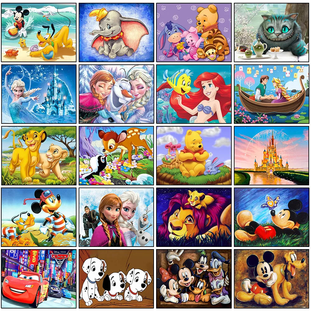 Disney Diamond Painting Cross Stitch Pattern 5D Diamond Embroidery "Cartoon princess Mickey Mouse Winnie the Pooh"Home Decor Art