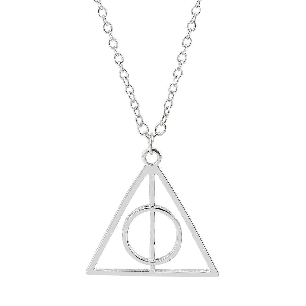 Vintage Deathly Hallows Triangle Pendant Character Movie Fashion Jewelry Necklace Pendant Character Fashion Necklace