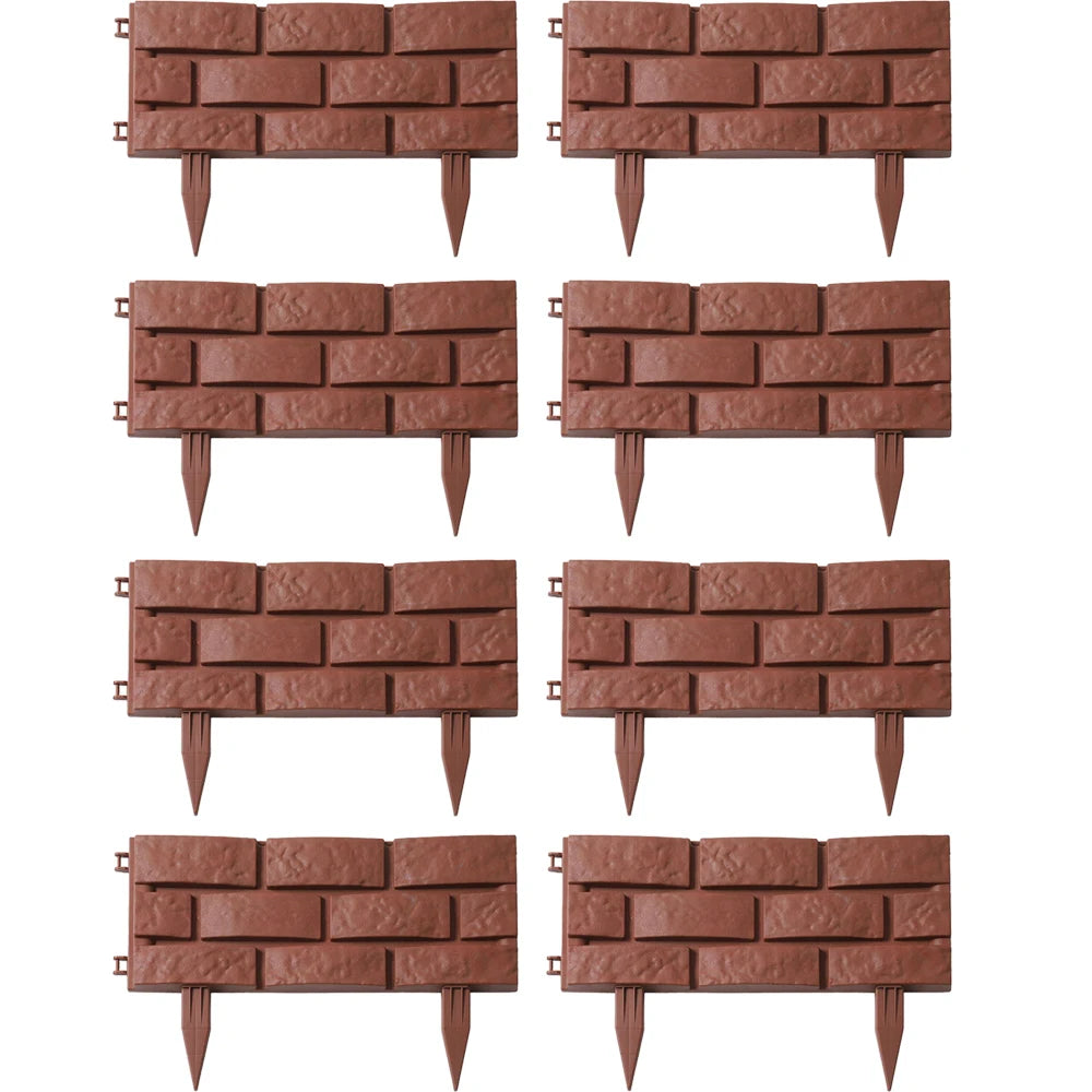 1-8Pcs Garden Fence Border Imitation Stone Plastic Fence Garden Edging DIY Decorative Flower Grass Outdoor Landscape Border