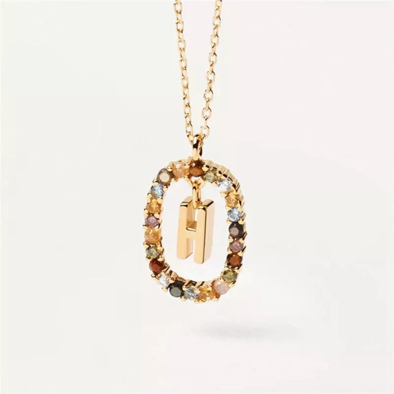 Fashion Hot Creative A-Z Letter Pendant Necklace For Woman Color Jewelry Sweet and Versatile Adjustable Chain Lobster Clasp