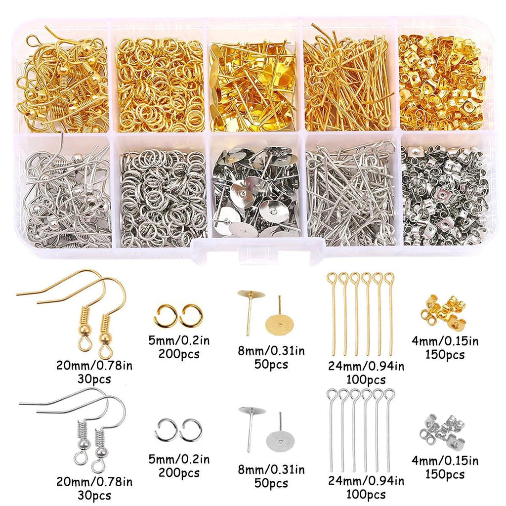 1 Set 10 Grid Box Ear Hook Single Loop 9-shaped Needle Ear Plug Set Handmade DIY Making Jewelry Earring Accessories Materials