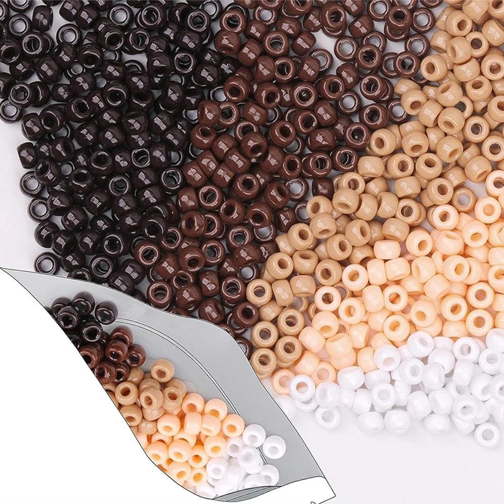 Plastic Pony Beads 1000PCS Bul Pack Bead Set for Bracelets Making Kit Kandi Beads Hair Beads for Braid Beads for Jewelry Making