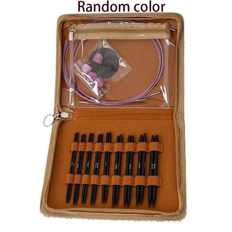 Random Color Red/Black Crochet Bag Tool Set Detachable Ring Needle  Ebony Interchangeable Connecting Thread Sweater Needle