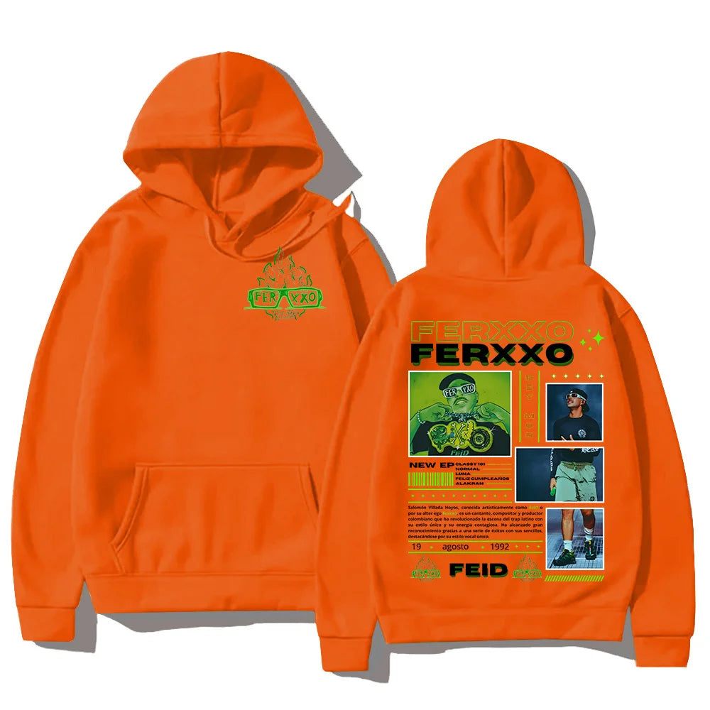 Rapper Feid Ferxxo Hoodies 90s Vintage Hip Hop Style Sweatshirt Unisex Fashion Casual Fleece Hooded New  Aesthetic Streetwear