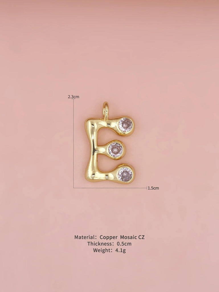 New Simple Versatile Round Zircon Plated Gold Copper 26 English Letters A-Z Pendant Men Women Necklaces Jewelry Making