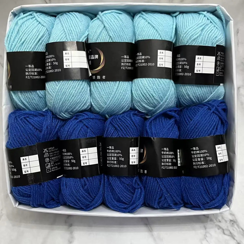 10 Balls Milk Cotton Yarn 500g Knitting and Crochet Wool Cotton Yarn DIY Craft Pack