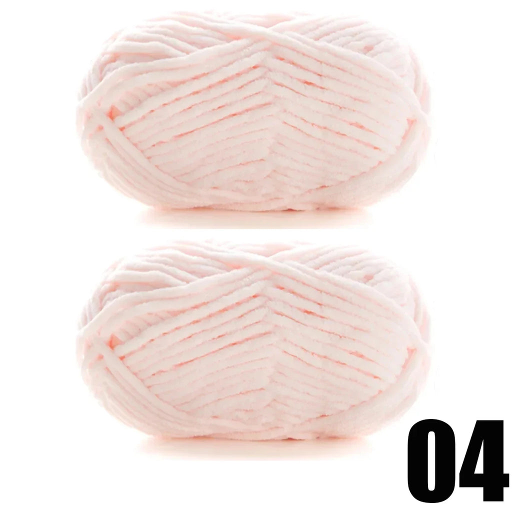Thick Velvet Yarn 2pcs 50g Soft Chenille Knitting Yarn for DIY Scarves and Hats