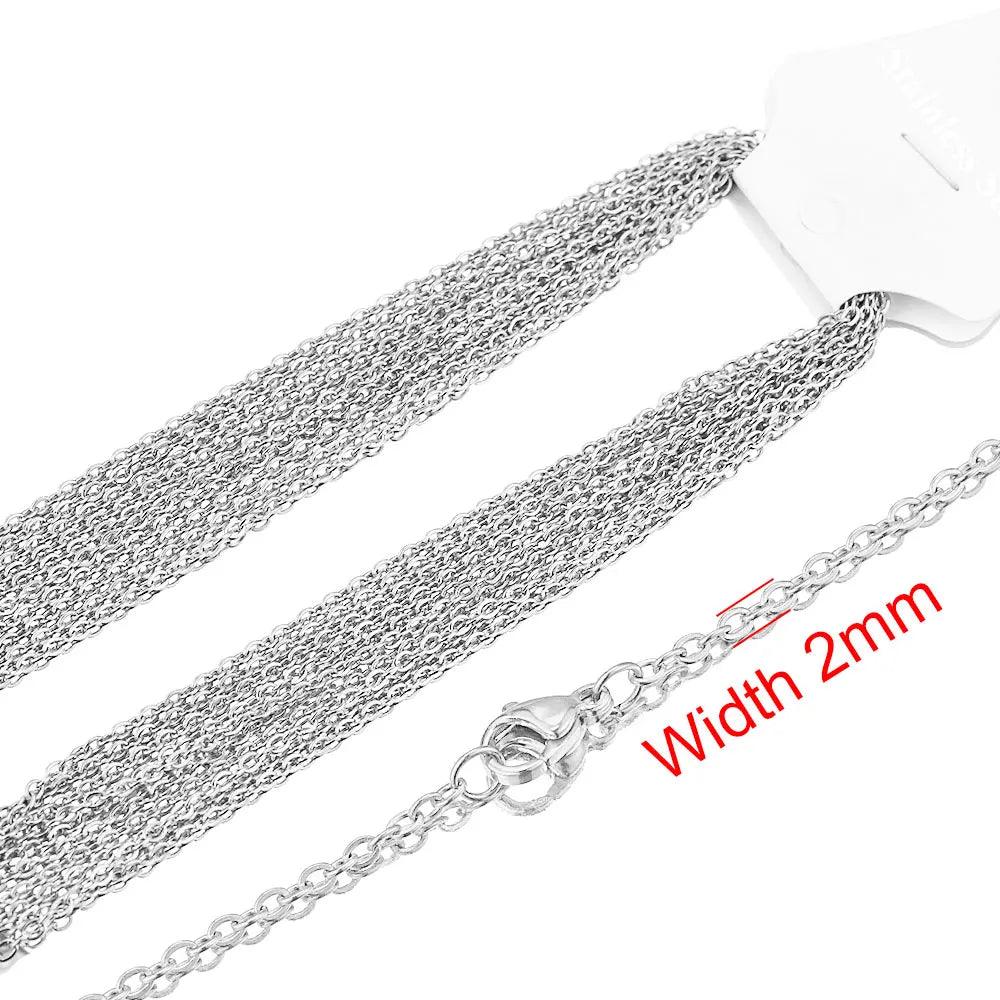 10pcs Stainless Steel Necklace Cuban Chains Hypoallergenic Rolo Link for DIY Jewelry Making