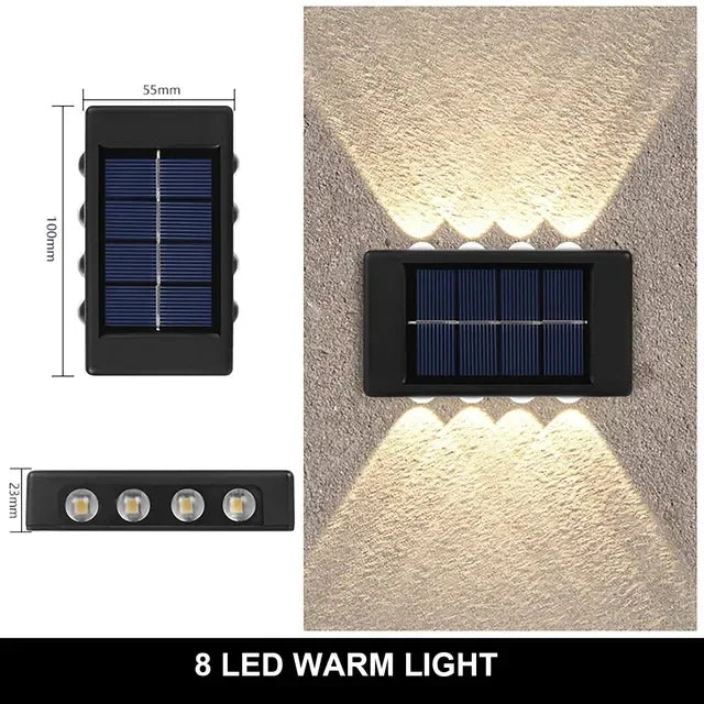 Solar Wall Lamp Outdoor Waterproof Solar Powered Light 4LED Beads UP and Down Illuminate Home Garden Yard Decoration Wall Light