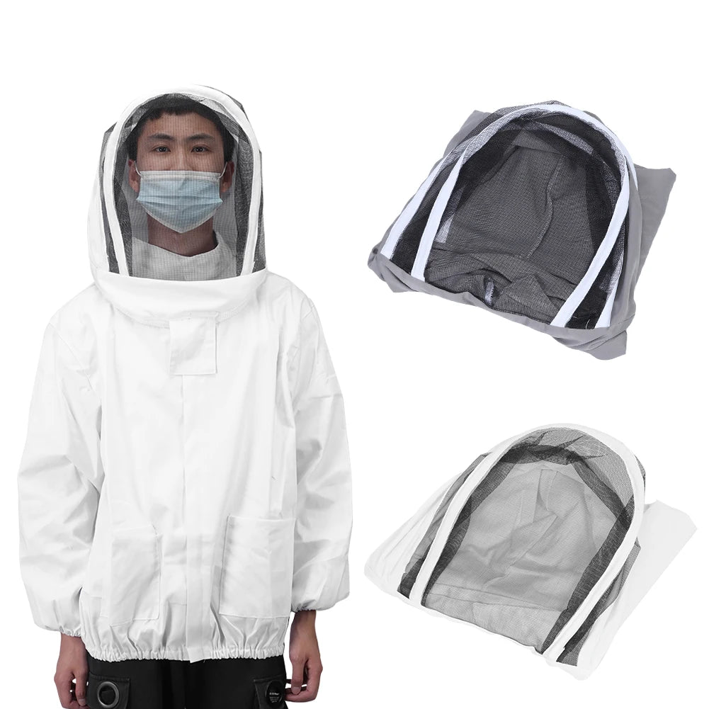 Beekeeping Protective Veil Jacket Polyester Cotton Breathable Comfortable Bee Suit Smock with Double Zippers Beekeeper Accessory