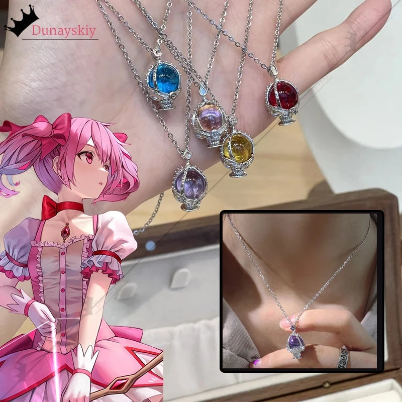 1.46in*0.81in Magi Madoka Magica Cosplay Prop Soul Gemstone Jewelry Pendant Necklace 5Color Role-Playing DIY Parts Accessory