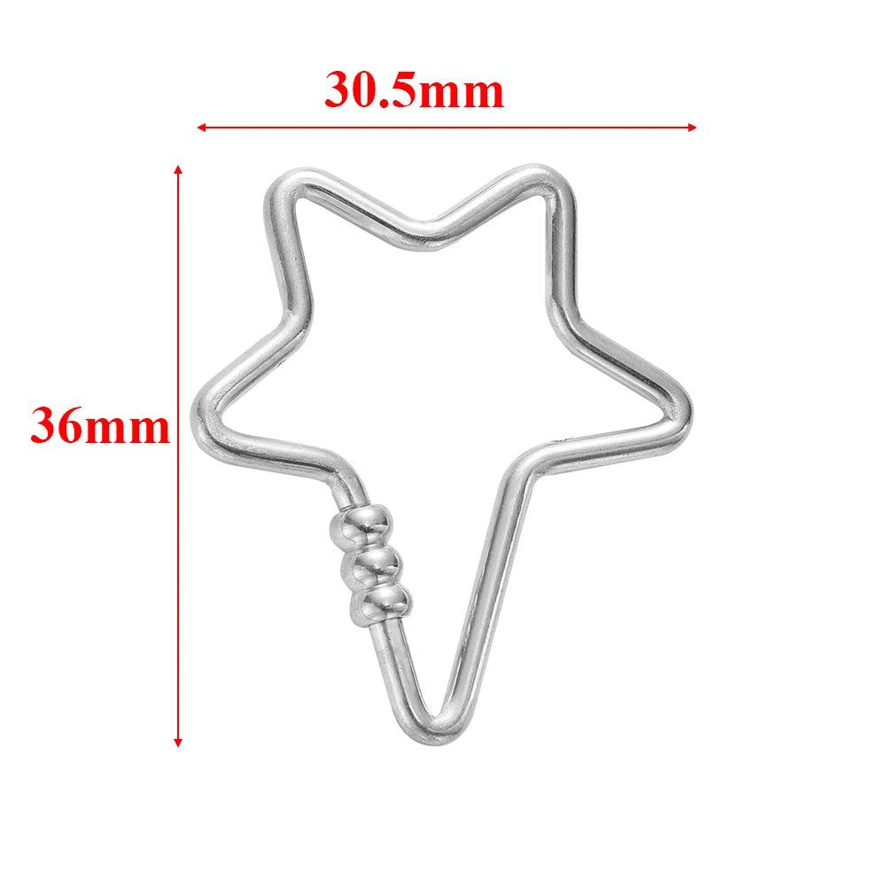 4pcs Stainless Steel Gold Heart Star Screw Locking Clasps Big Carabiner Hooks for DIY Necklace Bracelet Keychain Making Supplies