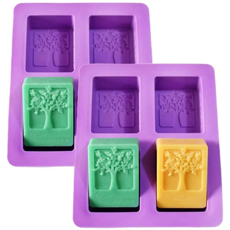 DIY Happiness Tree Soap Silicone Mold Plant Candle Resin Plaster Mould Geometric Square Ice Chocolate Making Set Home Decor Gift