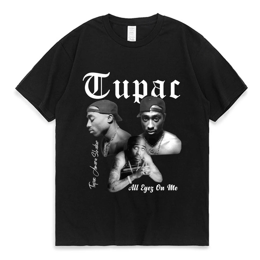 Rapper Tupac 2Pac Men's Cotton T-Shirt High Quality Oversized Hip Hop Streetwear