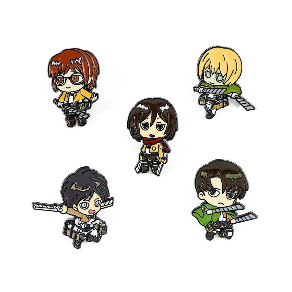 Anime Attack on Titan Brooch Cartoon Character Metal Enamel Badge Clothing Backpack Lapel Pin Jewelry Accessory Gift