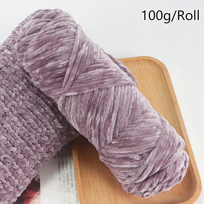 Chenille Gold Velvet Yarn Soft Warm Hand Knitted Crochet Thread for Scarves Hats and Sewing Accessories