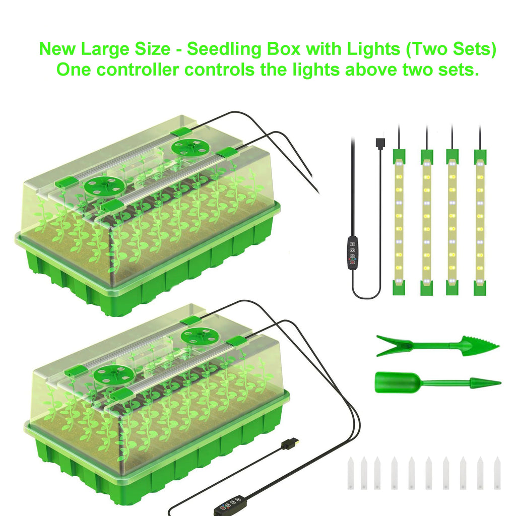 12/40 Cell Higher Cover Nursery Tray Box with Growing light Seedling Germination Planting Pot Full Spectrum LED Growth Promotion