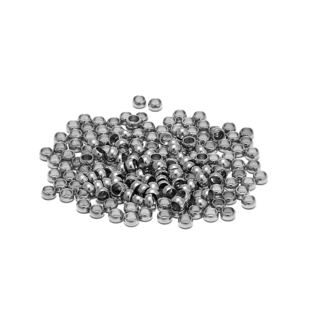100pcs Stainless Steel Positioning Spacer Beads Ball Stopper Crimp End Beads for DIY Bracelets Jewelry Making Necklace Supplies