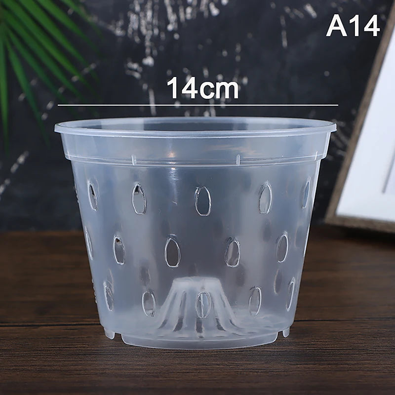 1Pc Flowerpot Garden Planter Drainage Pots with Holes Transparent Orchid Baskets Plastic Breathable Flower Pots Accessories