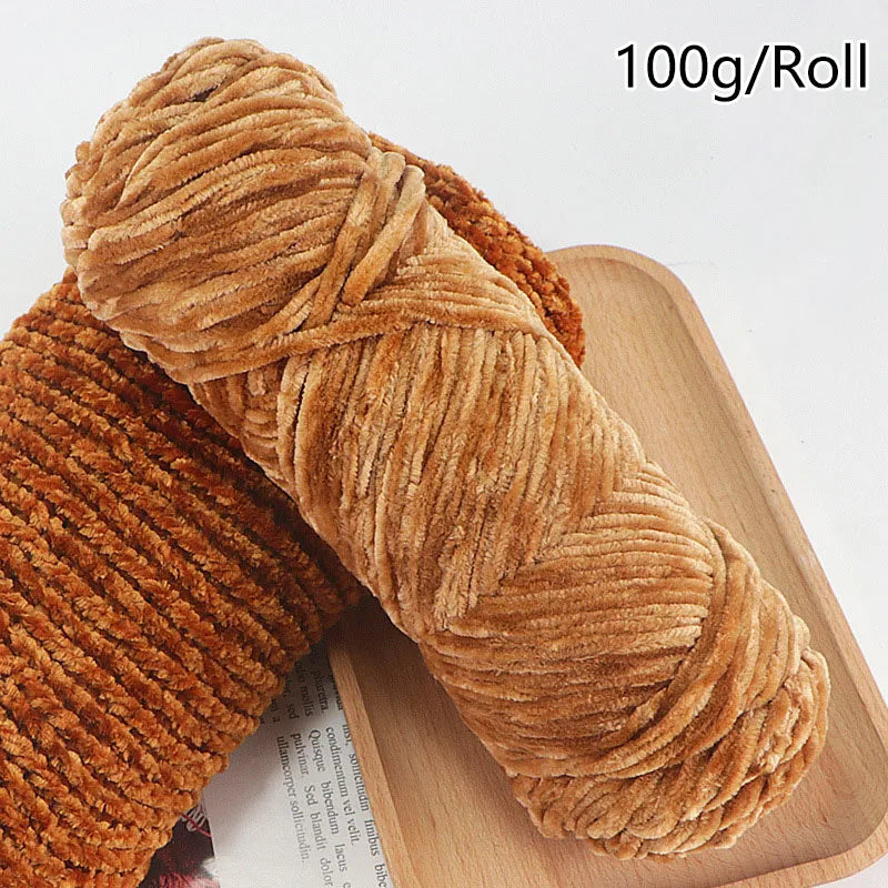 Chenille Gold Velvet Yarn Soft Warm Hand Knitted Crochet Thread for Scarves Hats and Sewing Accessories