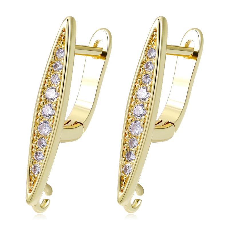 Juya 18K Gold Plated Copper Material Anti-Allergy Earwire Fixture Earring Hook Clasps For DIY Women's Earring Making Accessories