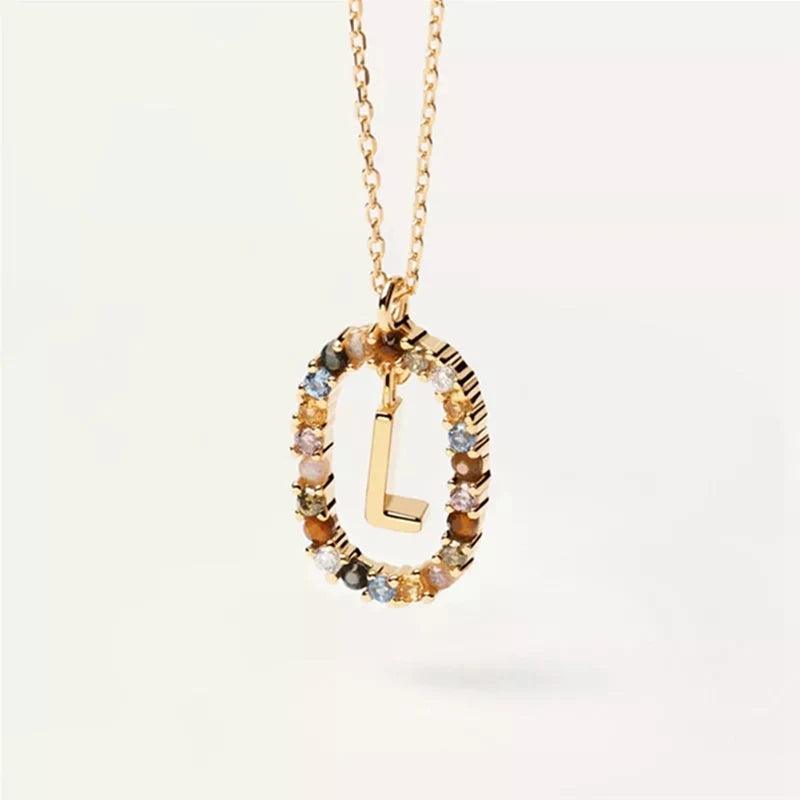 Fashion Hot Creative A-Z Letter Pendant Necklace For Woman Color Jewelry Sweet and Versatile Adjustable Chain Lobster Clasp