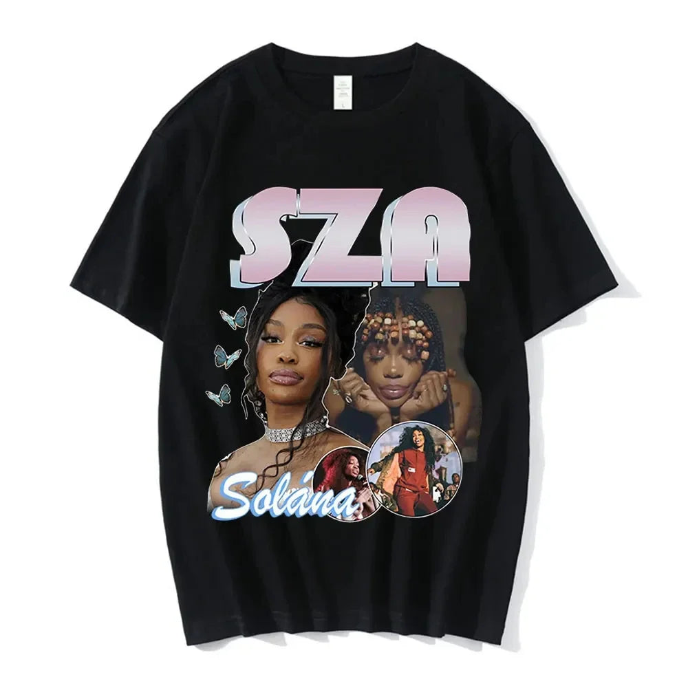 SZA Graphic Men T Shirts Cotton Hip Hop 90s Casual Oversized Streetwear Tees