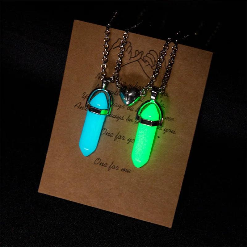 2PCS Magnetic Couple Matching Necklace 100 Languages I Love You Projection Sun Moon Heart Shape Magnet Paired Pendant Lover Gift