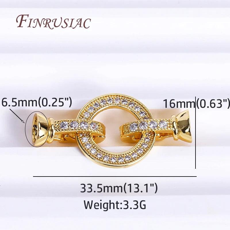 18K Gold Plated Inlaid Zircon Closure Fasteners Lock Clasps For Necklace Making,Beads Clasps Fastener DIY Pearl Jewelry Fittings