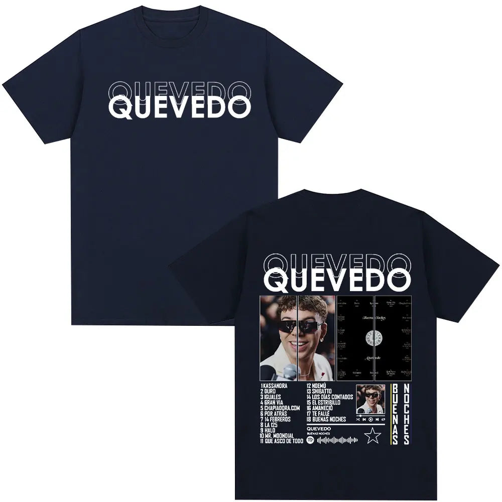 Quevedo Buenas Noches T-Shirt for Men and Women Casual Cotton Oversized Hip Hop Short Sleeve Fashion Tee