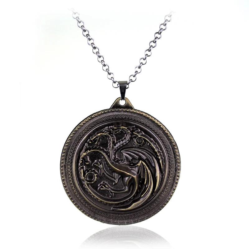 Fire and Blood House Targaryen Dragon Necklace A Song of Ice and Fire Metal Pendant Necklace for Women Men Fans Choker Jewelry