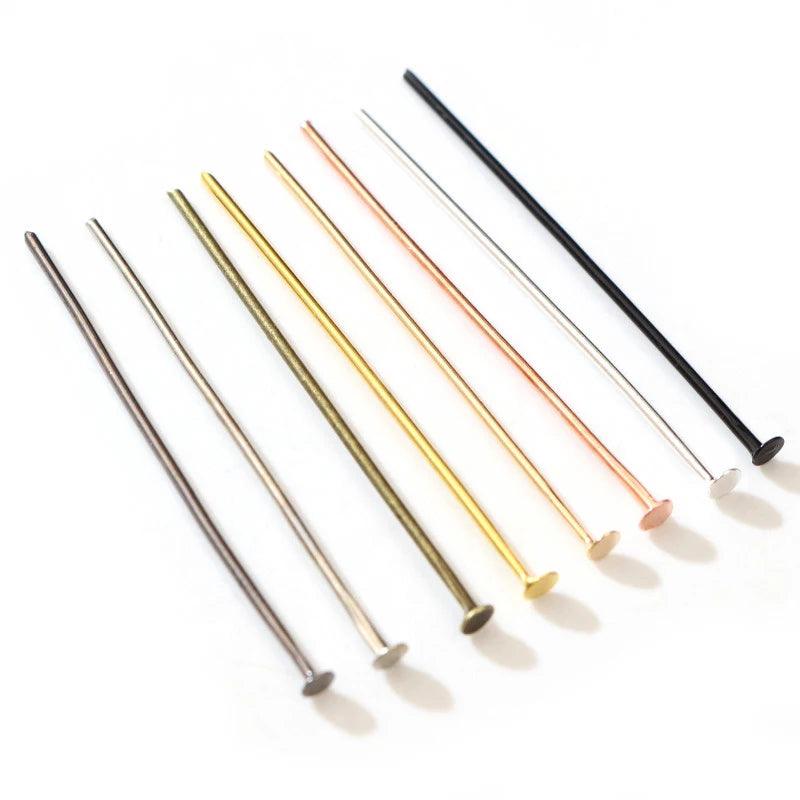 200pcs/Bag 20 25 30 40 50 60mm Flat Head Pins Gold/Silver Color/Bronze/Rhodium Headpins For Jewelry Findings Making DIY Supplies