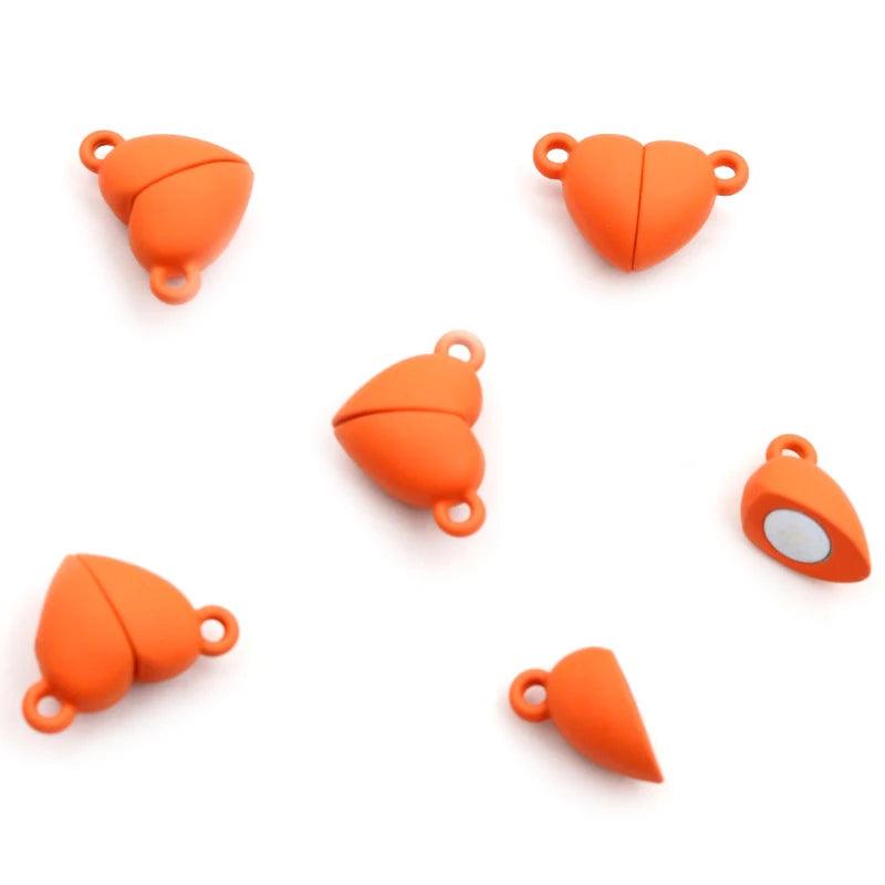 5 Sets  Love Heart Round Shaped Magnetic Connected Clasps Beads Charms End Caps for DIY Couple Bracelet Necklace Making
