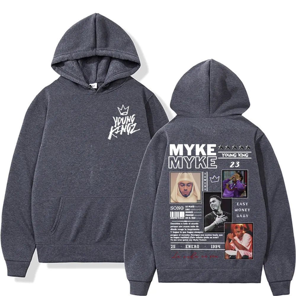 Rapper Myke Towers New Album Cover Hoodies Mens Women Harajuku Y2k Fashion Hip Hop Sweatshirts Casual Oversized Hoodie Pullovers