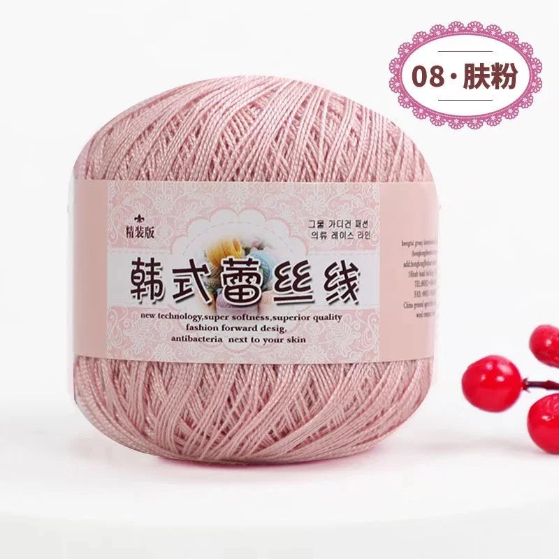Pure Cotton Lace Crochet Thread No 8 Ice Silk 50g Yarn