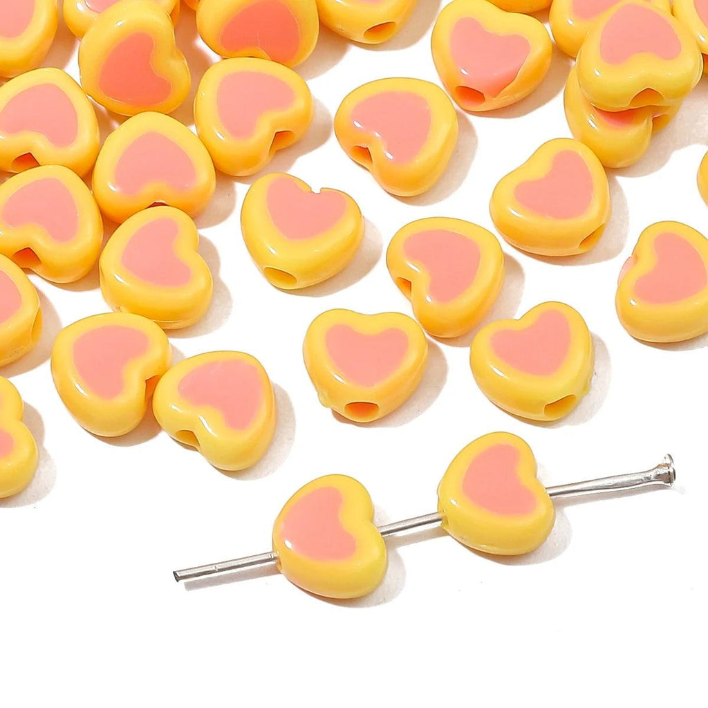 30pcs Love Heart Acrylic Bead Loose Spacer Beads For DIY Bracelet Necklace Jewelry Making Needlework Accessories